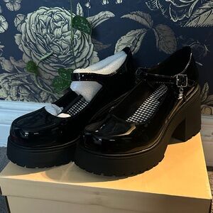 Soda Black Patent Platform Mary Janes
